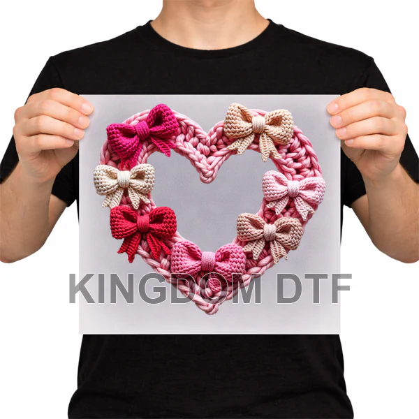 Heart Faux Crochet DTF Transfers - Ready To Press
