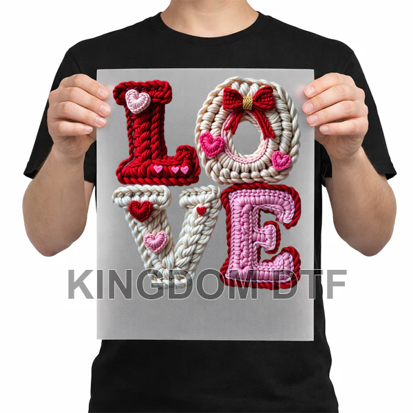Love Faux Crochet DTF Transfers - Ready To Press
